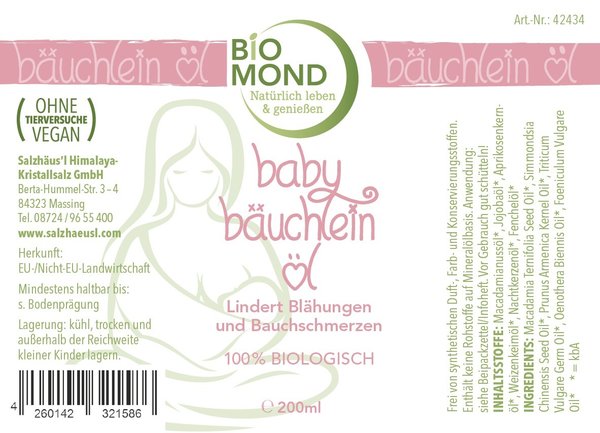 BIO Baby-Bäuchleinöl Babyöl Biomond 200 ml Massage Blähungen