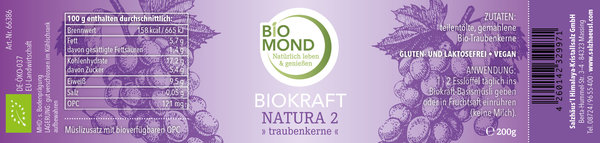 Biokraft Natura *2* BIOMOND BIO Traubenkern-Pulver OPC 200 g