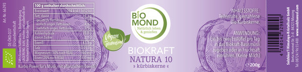 Biokraft Natura *10* BIOMOND BIO Kürbiskern-Protein Pulver 200 g