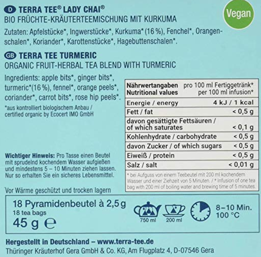 TERRA TEE BIO Früchte-Kräuterteemischung *LADY CHAI* 36 g