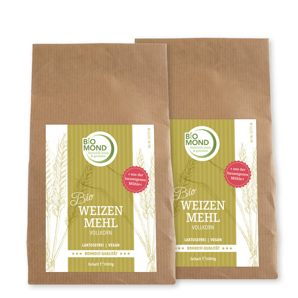Bio Weizen Mehl Vollkornmehl BIOMOND 2 x 1.000 g Doppelpack